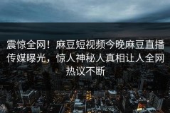 震惊全网！麻豆短视频今晚麻豆直播传媒曝光，惊人神秘人真相让人全网热议不断