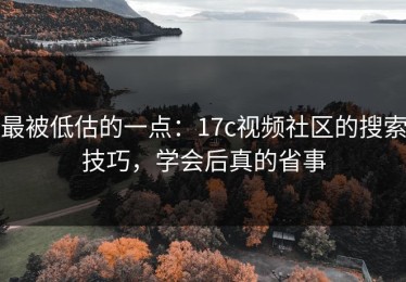 最被低估的一点：17c视频社区的搜索技巧，学会后真的省事