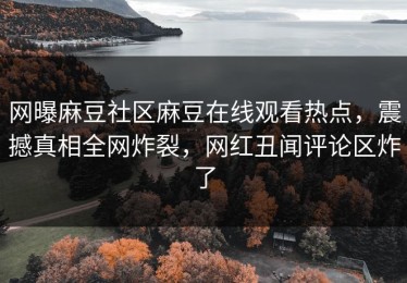 网曝麻豆社区麻豆在线观看热点，震撼真相全网炸裂，网红丑闻评论区炸了