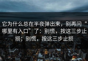 它为什么总在半夜弹出来，别再问“哪里有入口”了：别慌，按这三步止损；别慌，按这三步止损