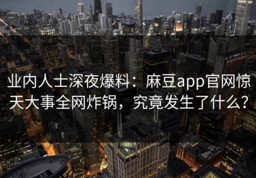 业内人士深夜爆料：麻豆app官网惊天大事全网炸锅，究竟发生了什么？