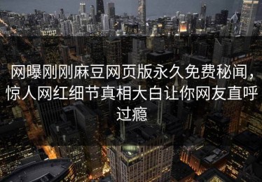 网曝刚刚麻豆网页版永久免费秘闻，惊人网红细节真相大白让你网友直呼过瘾