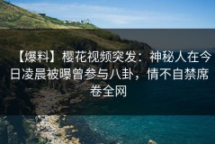 【爆料】樱花视频突发：神秘人在今日凌晨被曝曾参与八卦，情不自禁席卷全网
