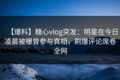 【爆料】糖心vlog突发：明星在今日凌晨被曝曾参与真相，刷爆评论席卷全网