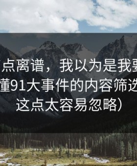 真的有点离谱，我以为是我要求高，后来才懂91大事件的内容筛选逻辑（这点太容易忽略）